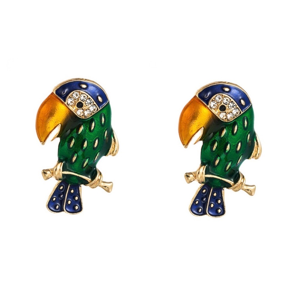 Any 2/$20! Gold/Green/Blue Parrot Earrings - Picture 4 of 7